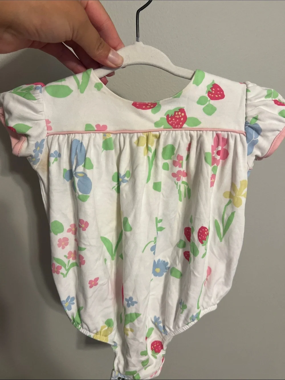 TBBC White Baby Floral Strawberry Bubble 6-12